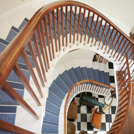 Curving staircase at Tankerness House, the Orkney Museum, Kirkwall, Orkney Islands, Scotland.